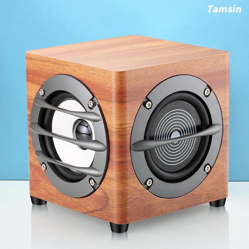 

Wood Wireless Subwoofer Home Desktop Mobile Computer Speaker Portable FM Radio Bluetooth Speaker Dual-channel Stereo Boom Box