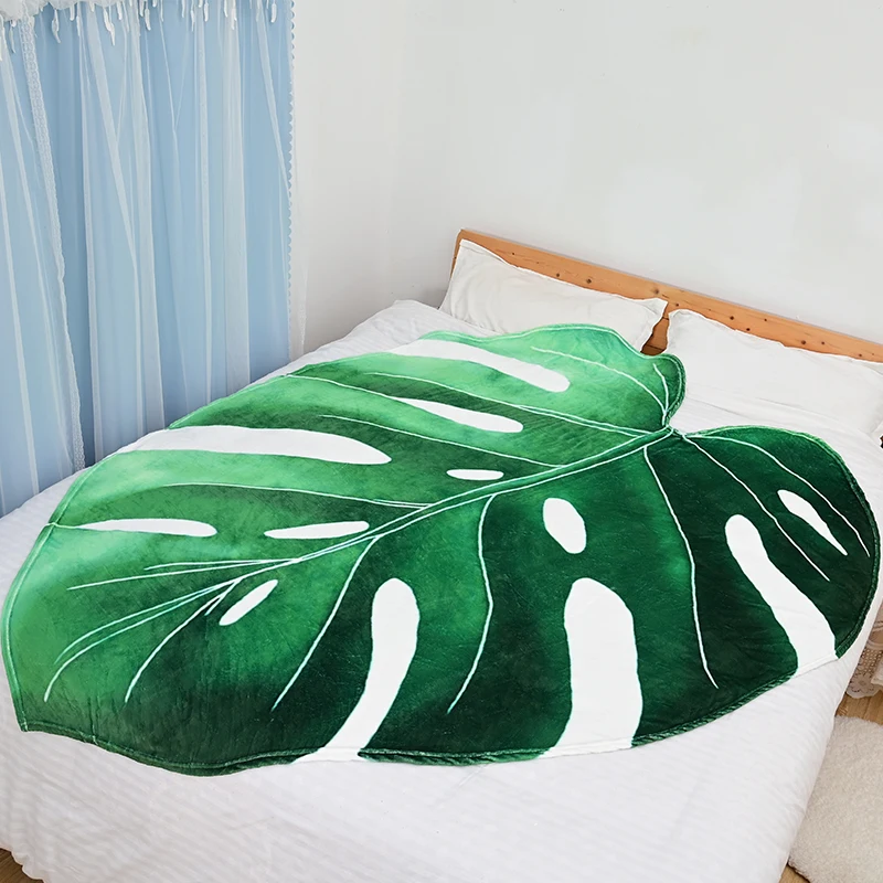 

Creative Leaf Blanket Soft Flannel Warm Sofa Cover Nap Throw Blanket Winter Bedspread for Bed Cozy Beach Towel Camping Mat Manta