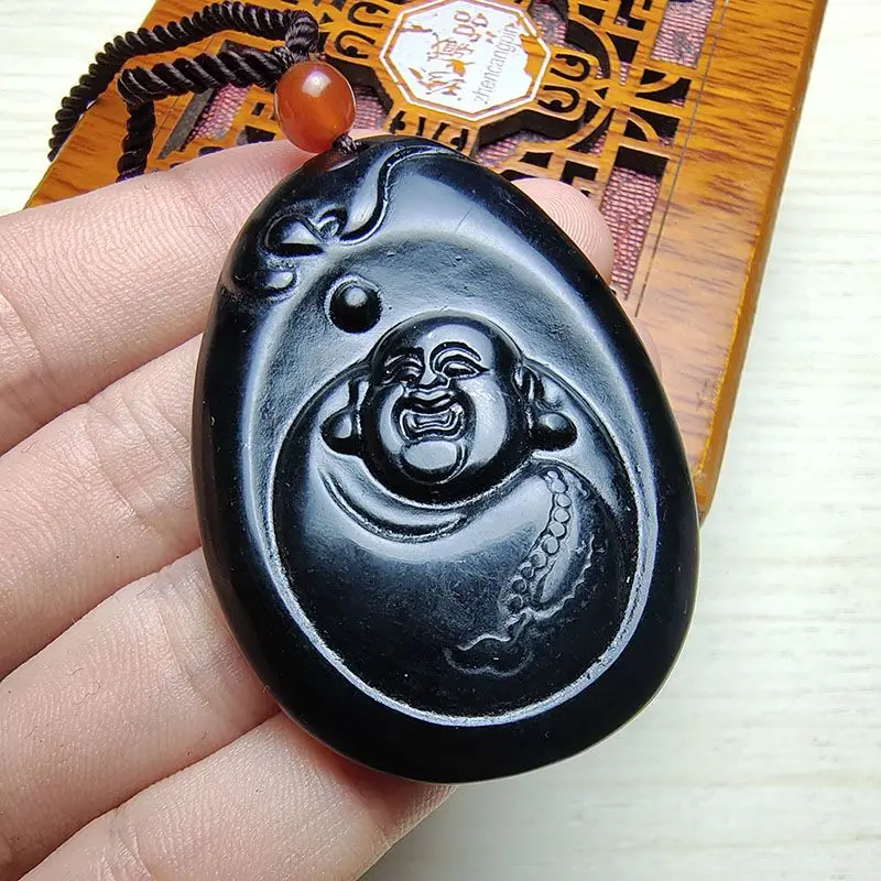Подвеска Будды Maitreya черного и зеленого цвета Женский король медицины камень