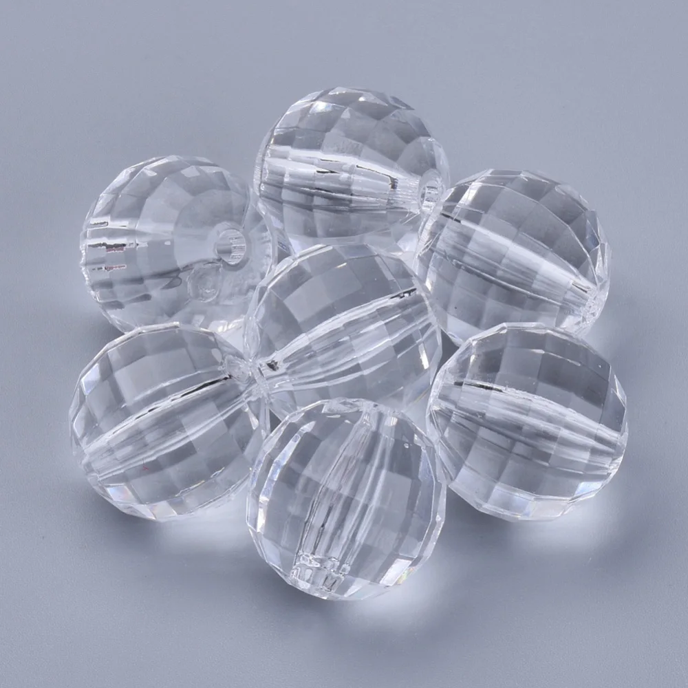 

10pc Transparent Acrylic Beads Faceted Round Clear 18x18mm Hole: 2.7mm