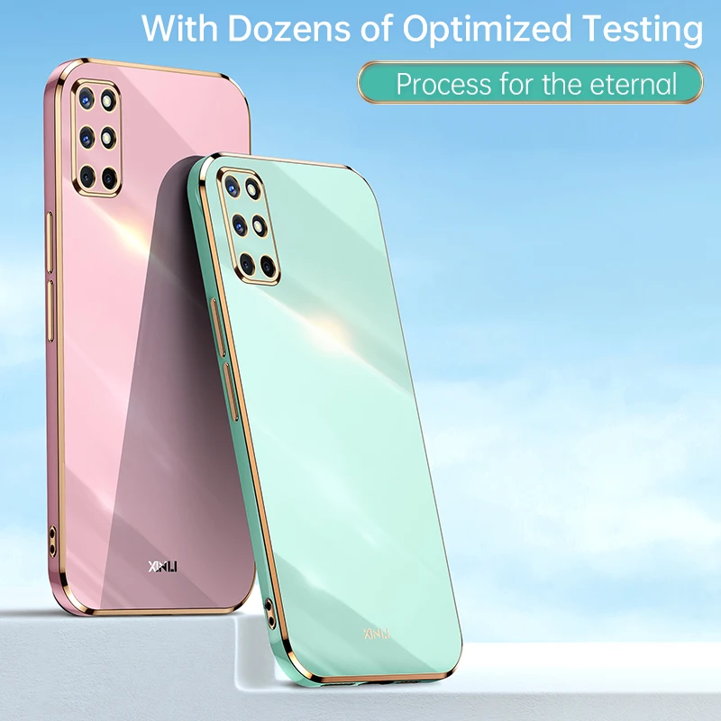 luxury square plating phone case on for oneplus one plus 9r 8t 9 pro case shockproof soft tpu back cover fundas free global shipping