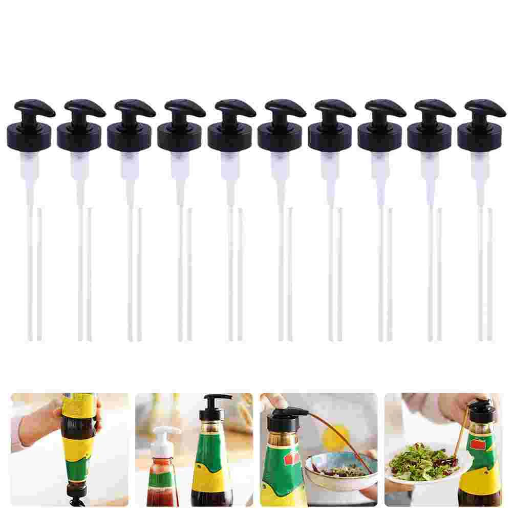 

12 Sets of Oyster Sauce Bottle Squeeze Pumps Ketchup Press Nozzle Pumps (Black)