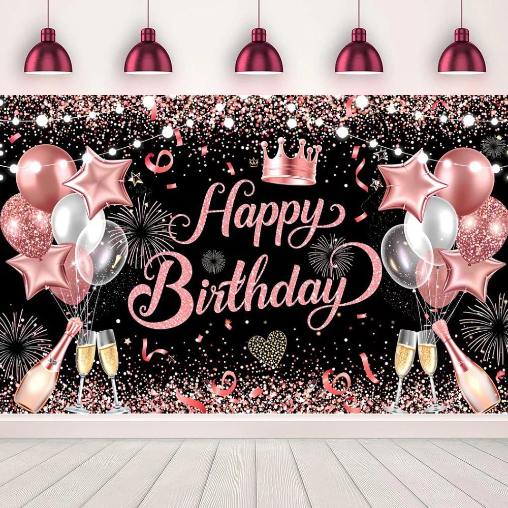 Баннер с днем рождения украшения розовое золото добро пожаловать воздушный шар