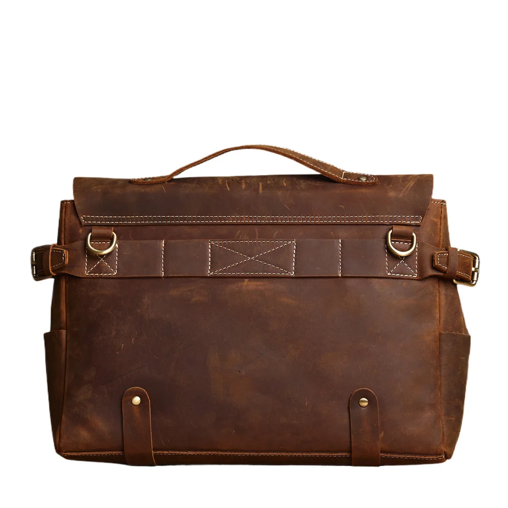 Кожаный мужской портфель Phili Bull Повседневная модная сумка из кожи Crazy Horse