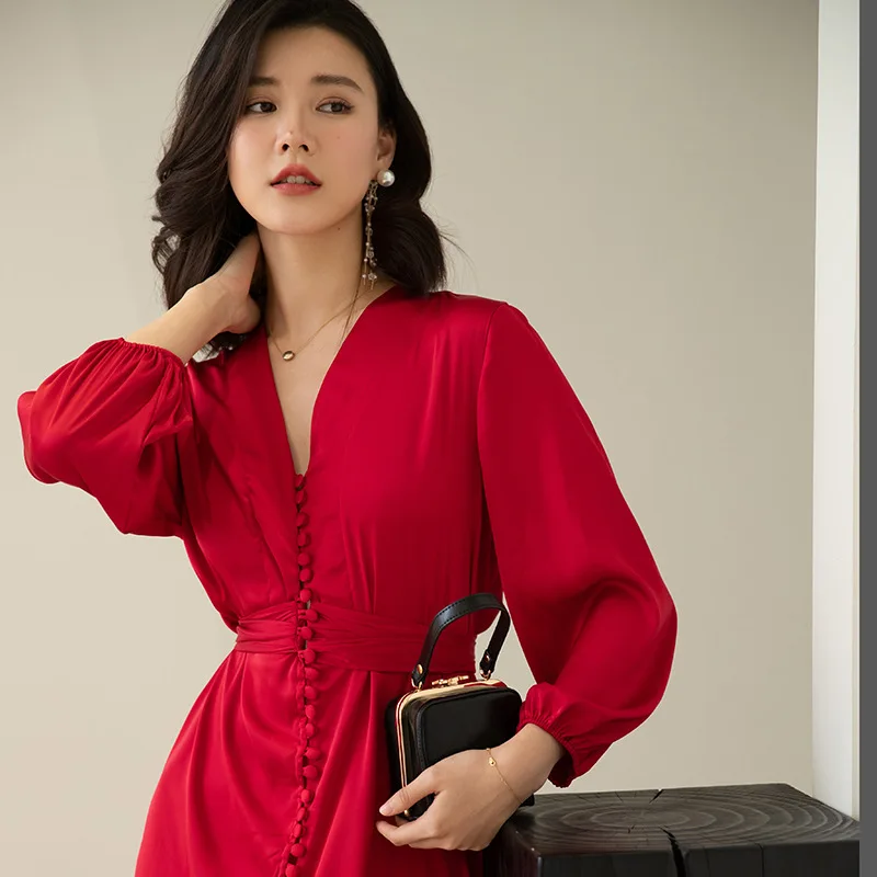 Flame of dream Red robe High quality Dress Bride Morning Gown 22789