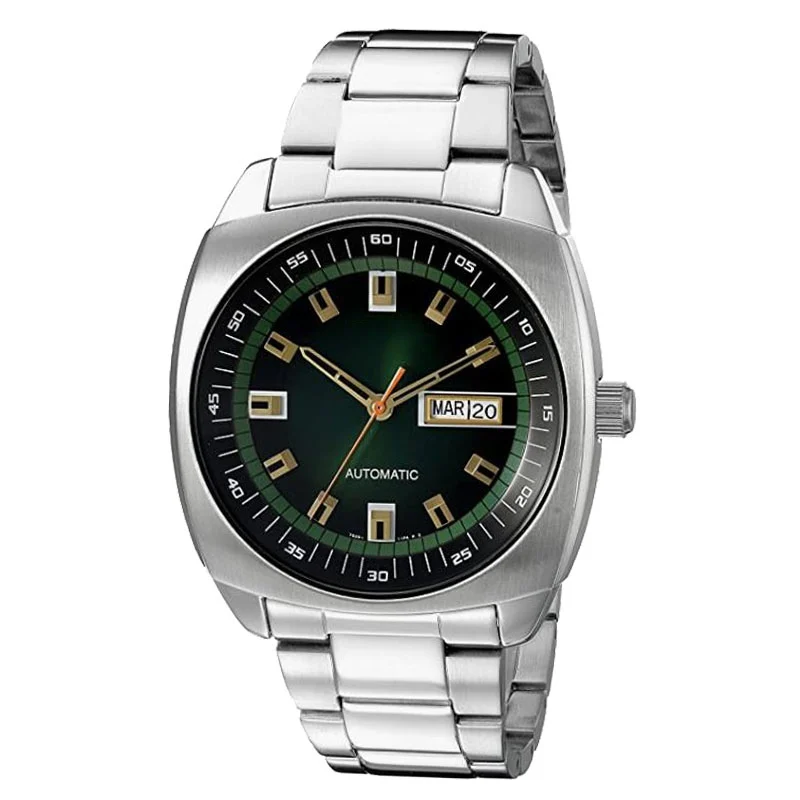 Seiko Men's SNKM97 Analog Green Dial Automatic Silver Stainless Steel Watch