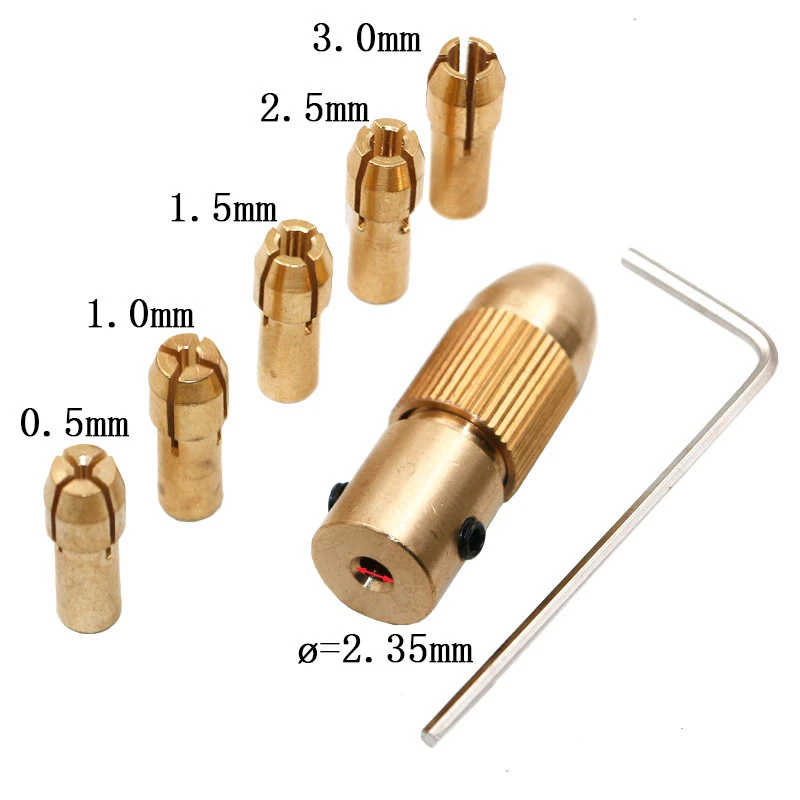 

0.5-3mm Drill Chuck Set 7pcs Drill Chuck Set Gold for ABS board aluminium sheet paperboard drilling durable new
