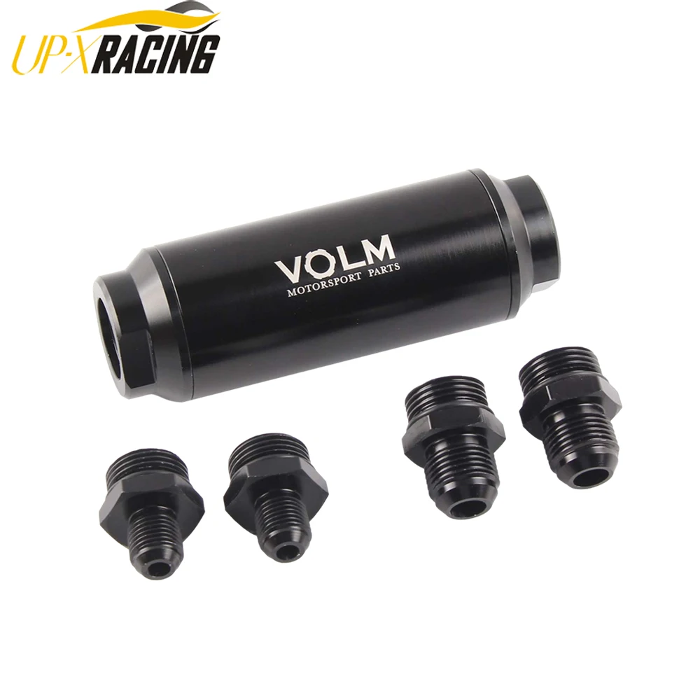 

Auto black 100 microns high flow stainless steel element fuel filter AN6 AN8 fitting adapter FF02