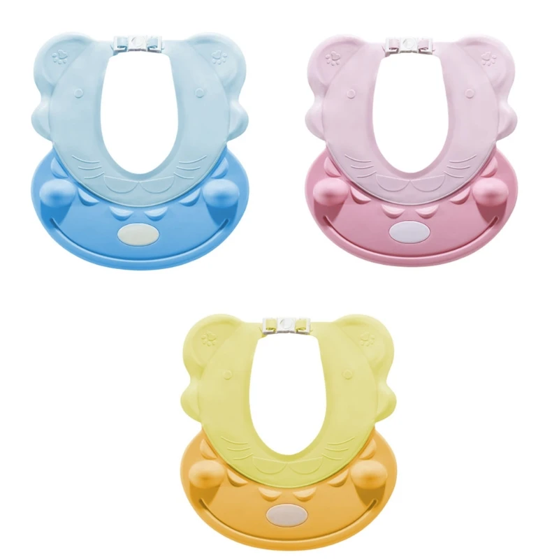 

Q81A Hippo Pattern Adjustable Baby Shower Hat Hair Washing Shield for Ears Eyes for Washing Hair Infants Baby Toddlers