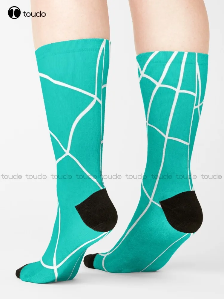 

Spider Web - Turquoise Socks Blue Socks Personalized Custom Unisex Adult Teen Youth Socks Breathable Cotton 360° Digital Print