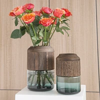 nordic log solid wood transparent glass vase designer decorative home vase decoration home tall floor vases for living room