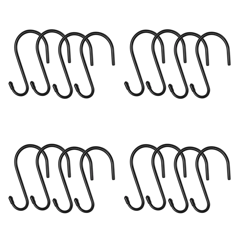 

16 Pack Large Vinyl Coated S Hooks 6 Inch Non Slip Heavy Duty S Hook For Hanging, Steel Metal Rubber Coated Closet Hook