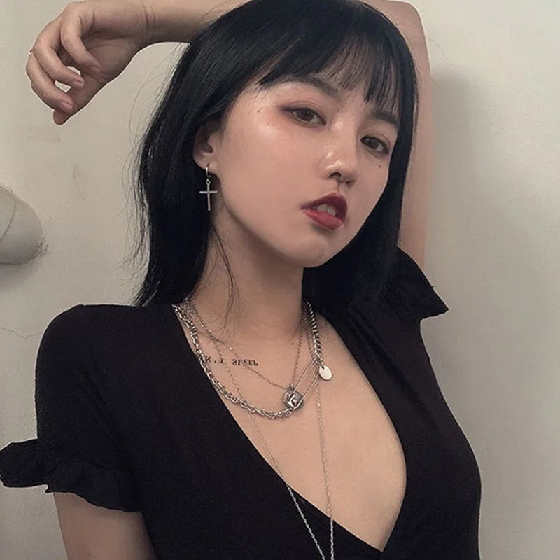 

Hip Hop Punk Necklace Female Paperclips Coin Separable Sweater Chains Pendant Necklaces for Women Jewelry Decorative Accessories