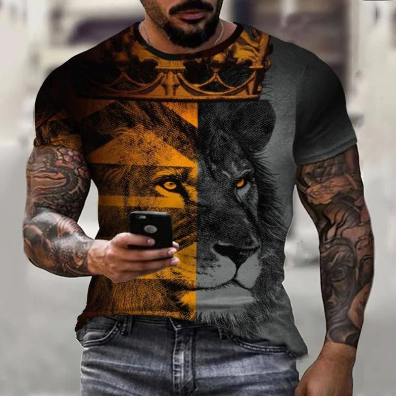 

Summer New Lion King T Shirt For Man Animal Printed Tshirt Colorful 3d T-shirt Gothic Style Short Sleeve Mens Clothing 2022 Tops