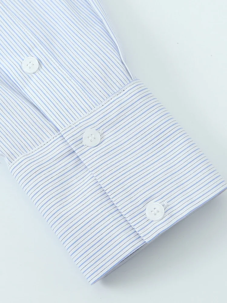 KAOPU ZA женская полосатая рубашка с накладными карманами винтажные женские блузки