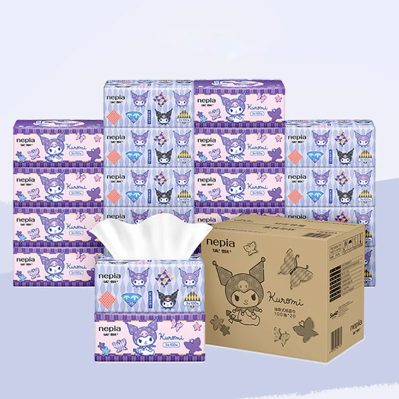 

4Pcs/Set Kawaii Sanrio Napkins Kuromi My Melody HelloKittys Cartoon Cute Household Tissue Paper Tilet Paper 100 Sheets a Pack