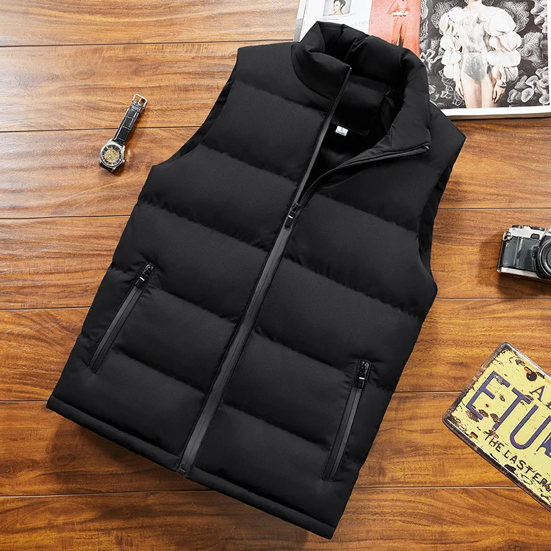 

Men Vests Autumn Winter Stand Collar Waistcoat Outdoor Warm Down Vest Mens Casual Sleeveless Fashion Jacket Coats Plus Size 8XL
