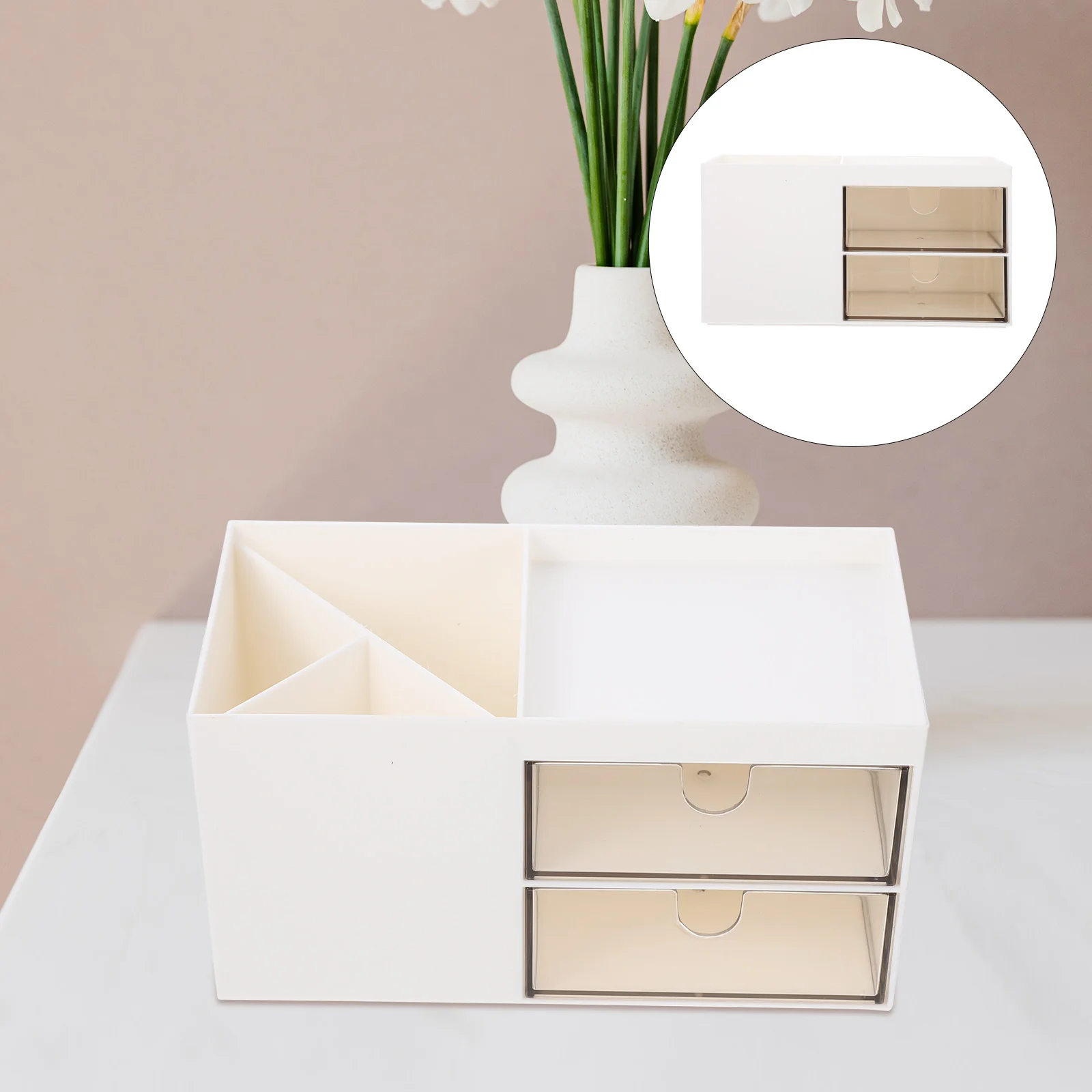 

Organizer Makeup Storage Holder Desktop Boxbathroom Desk Casecountertop Vanity Stationery Remote Container Brushoffice Drawer