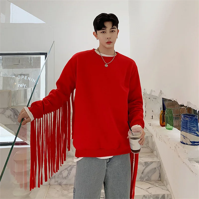 Men'S Sweater Internet Red Fashion Fashionable Tassel Long Sleeve Spring And Autumn Personality Trend Singer Stage Performance C