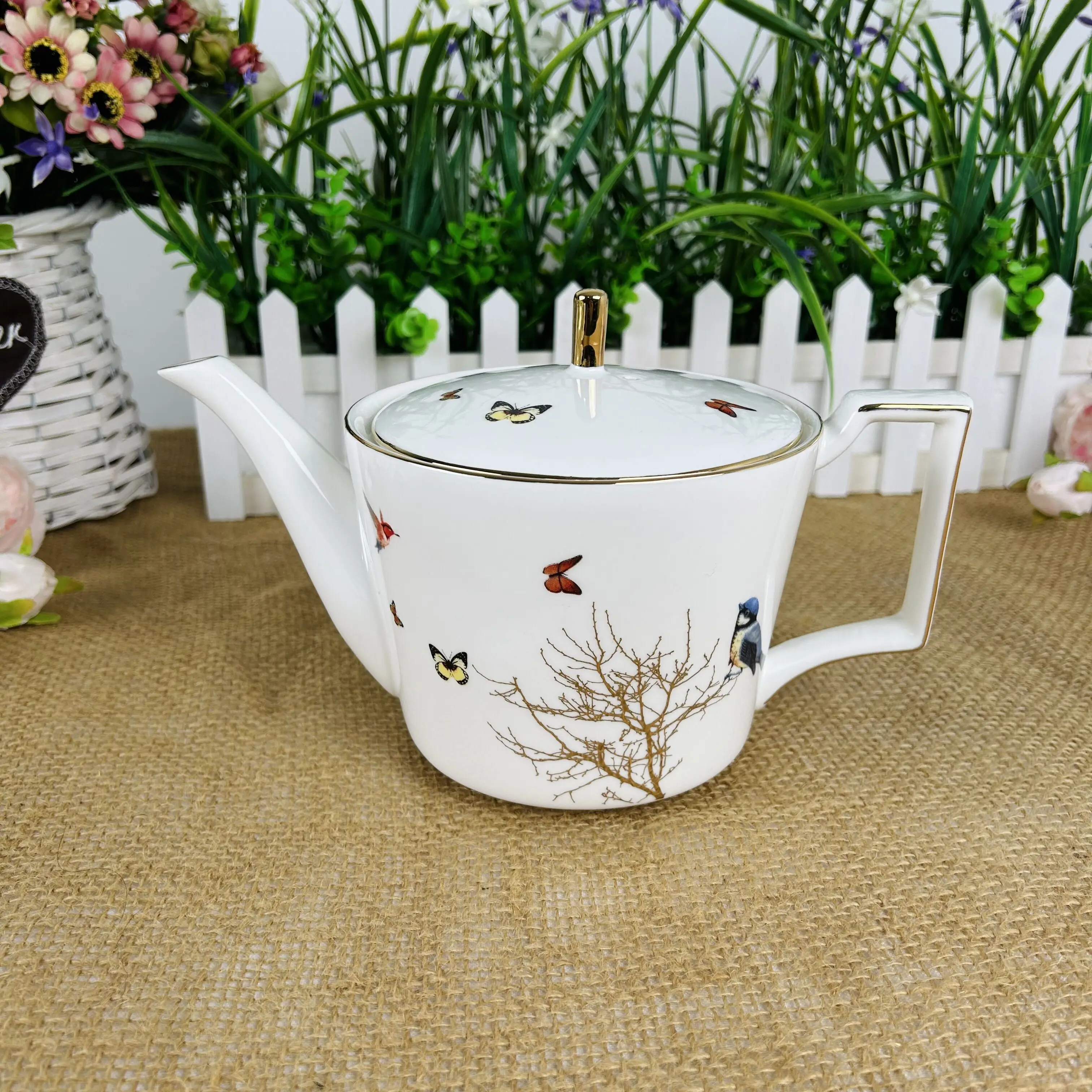 Кофейная посуда British Bone China Bird Butterfly кофейная чашка для суда банка крема сахарница