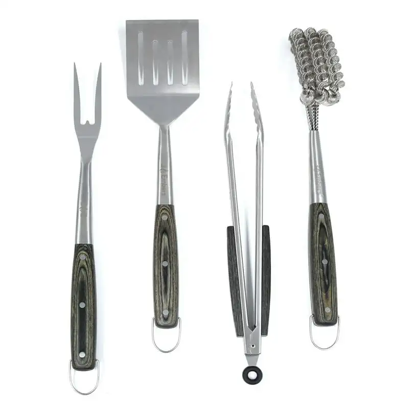 

Steel 4 Piece Grilling Tool Set Juegode utencilios de cocina Serving tongs Home and kitchen Plastic tongs Silicone spatula Cute