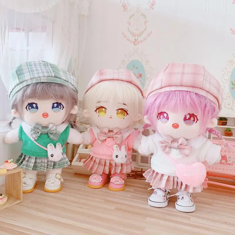 

20cm Idol Dolls Accessories clothes Uniform skirt vest suit Plush Doll's Clothing Stuffed Toy Dolls for Korea Kpop EXO Dolls
