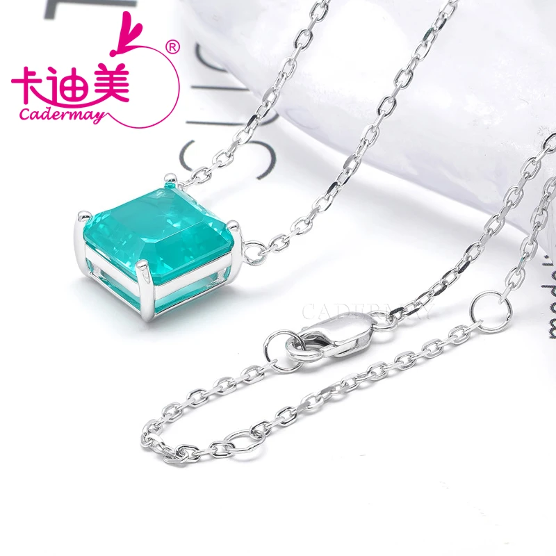 CADERMAY выращен в лаборатории YAG с иклюзией цвета Параиба S925 ожерелье-цепочка из