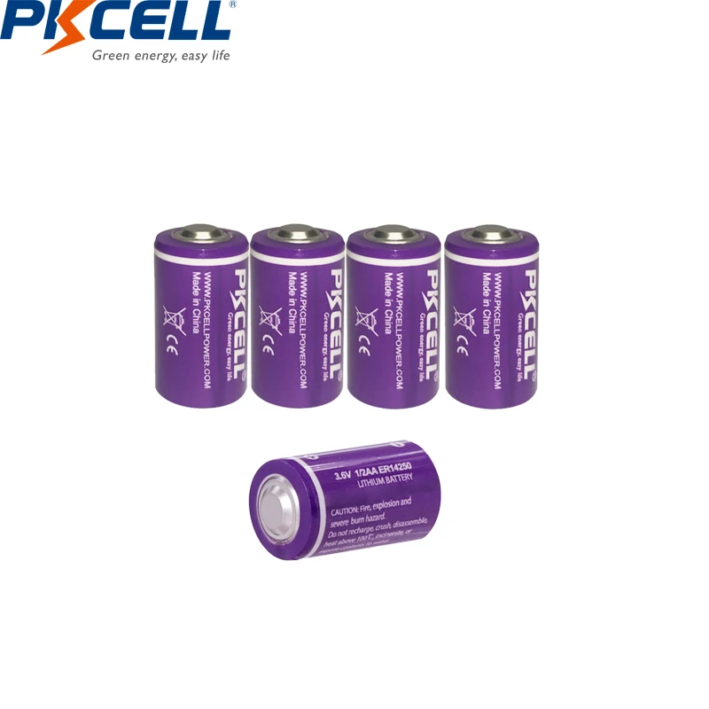 

5Pcs*PKCELL 1/2AA Battery 14250 3.6V ER14250 1200Mah 1/2 AA LS 14250 Lithium Battery Batteries