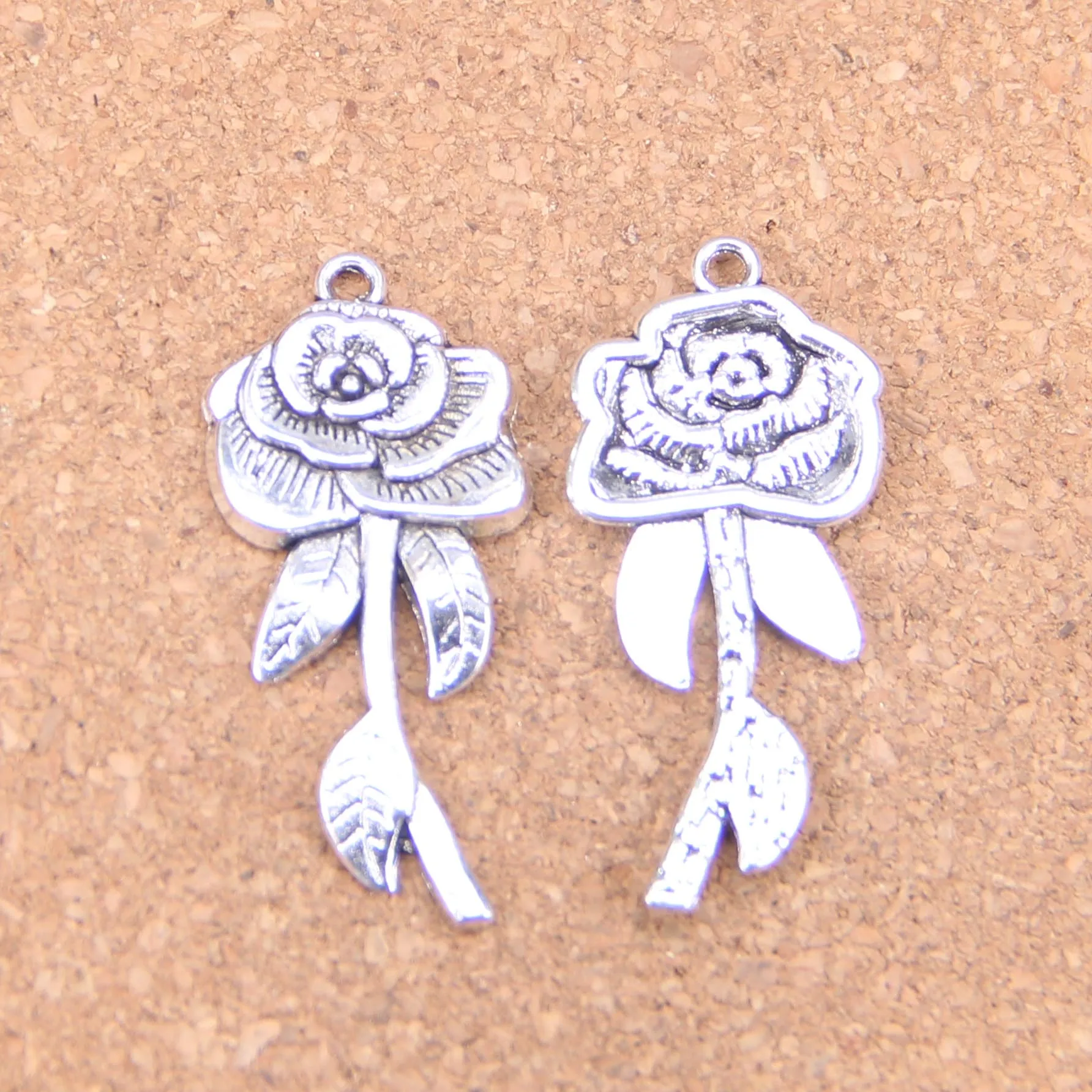 

30pcs Charms rose flower 42x19mm Antique Pendants,Vintage Tibetan Silver Jewelry,DIY for bracelet necklace