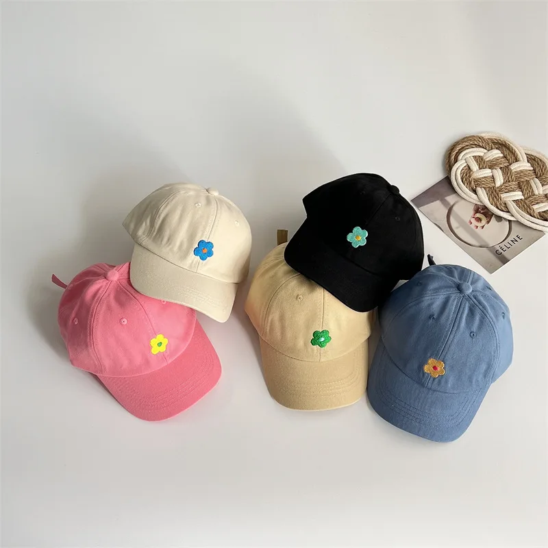 

Бейсболка с цветочной вышивкой для мальчиков и девочек, Регулируемая Кепка от солнца, корейский стиль, Повседневная универсальная уличная ...
