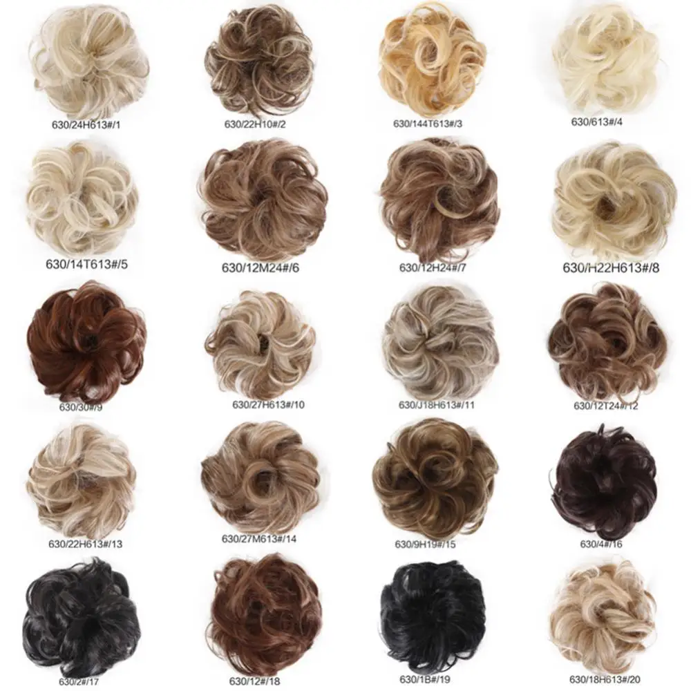 

Messy Fashion Hairpiece Women Hair Bun Extension Wig Wavy Curly Donut Chignons Hairpiece