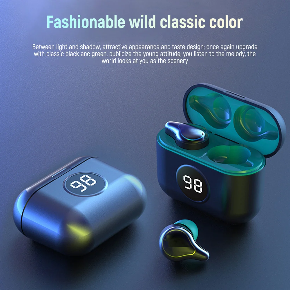 

Bluetooth беспроводные наушники HD стерео HIFI музыкальные наушники-вкладыши Наушники водонепроницаемая Спортивная гарнитура со светодиодным дисплеем Аккумулятор Чехол