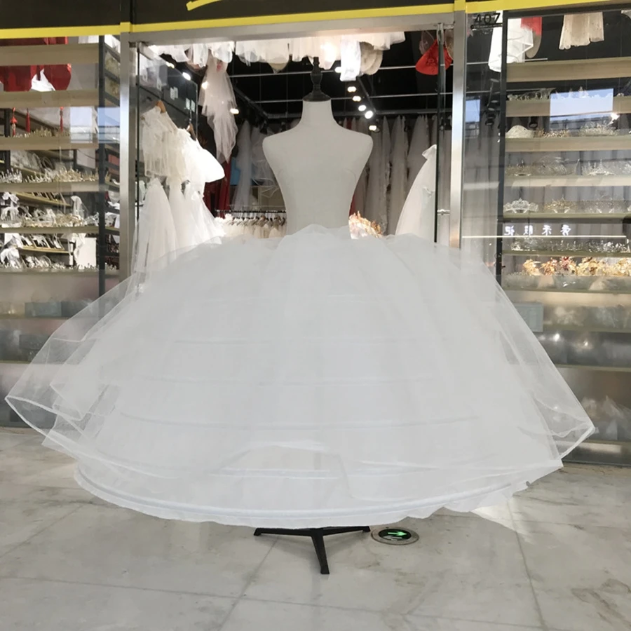 

New Hot Sell 7 Hoops Big White Petticoat Super Fluffy Crinoline Slip Underskirt For Wedding Dress Bridal Gown In Stock