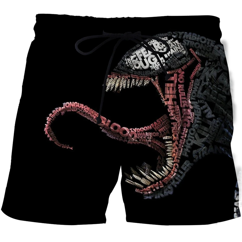 European And American Printed Men's Beach Pants 3D Printed Horror Pattern Fashion Casual Sports Harajuku Love Swimming Shorts