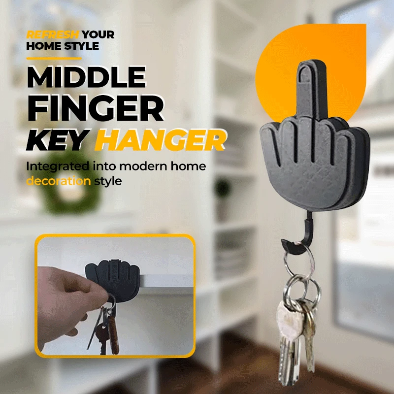 

Middle Finger Key Hanger Creative Retractable Middle Finger Hook Key Holder Wall Clothes Hanger Room Decoration Punch-Free Hook