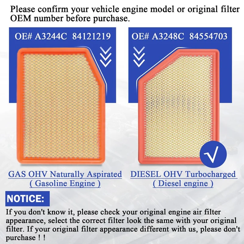 Воздушный фильтр двигателя A3248C 84554703-2020 для Chevy Silverado Gmc Sierra 2023 HD 2500 3500 л (только