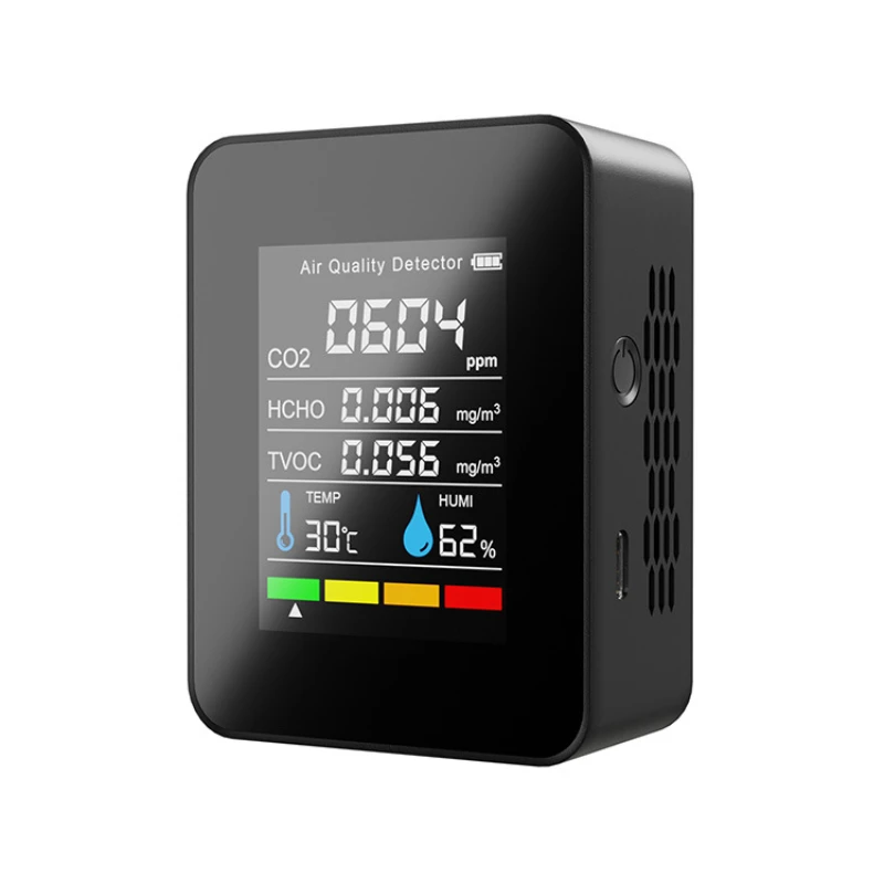 Hot Sell 5in1 CO2 Meter Digital Temperature Humidity Sensor Tester Air Quality Monitor Carbon Dioxide Sensor TVOC HCHO Detector
