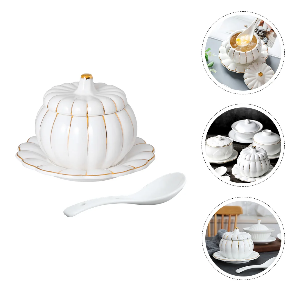 

Bowl Pot Ceramic Cup Stew Soup Pumpkin Dessert Steampasta Steaming Steamed Container Bowls Covered Pudding Stock Chawanmushi