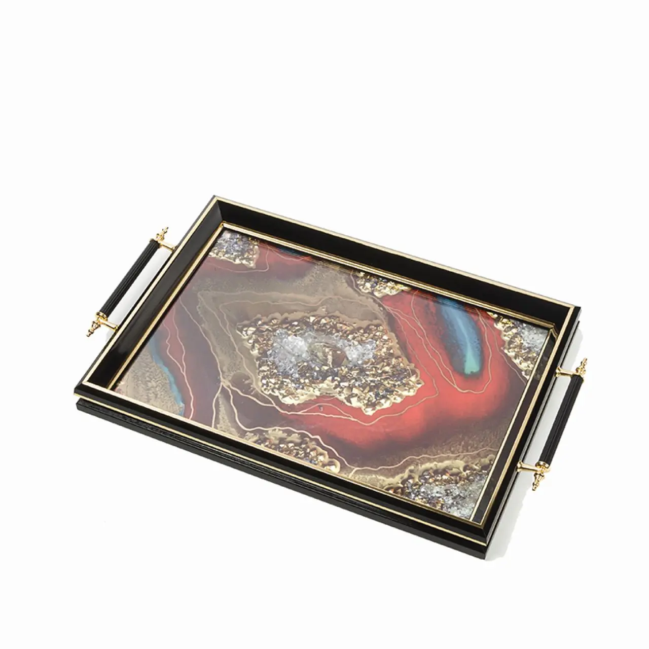 

Natural stone patterned tray red