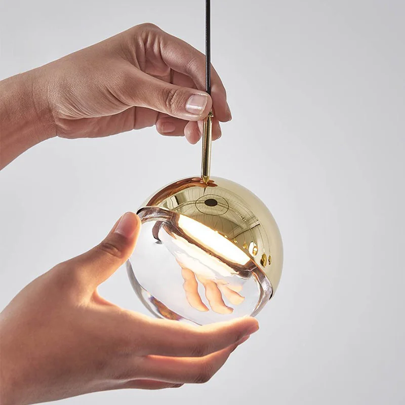 

crystal ball lamp ball chandelier modern ceiling pendant lights industrial glass bubble glass lamps iron cage led light