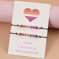 tulx 2pcs bohemian colorful crystal beads bracelet friendship handmade braided rope bracelet for women girls pulseira jewelry