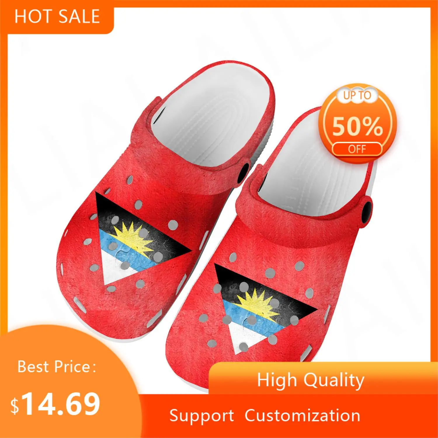 

Антигуа и телефон, домашняя обувь, оригинальная обувь для воды, мужская и женская обувь для подростков, дышащие пляжные тапочки с отверстиям...