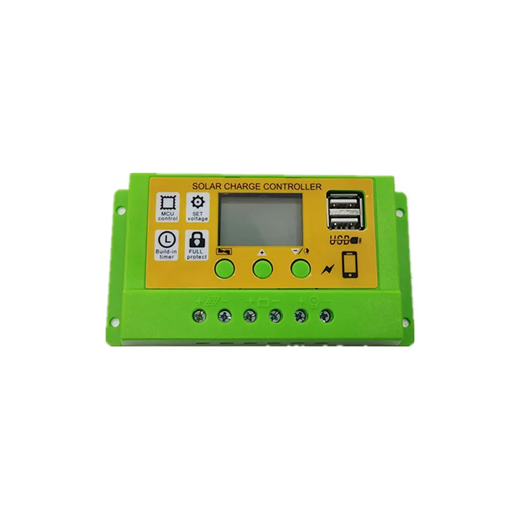

Solar Charge Controller Muti-use 12V/24V Solar Panel Battery Intelligent Regulator LCD Display Home PV Charging Regulator 10A