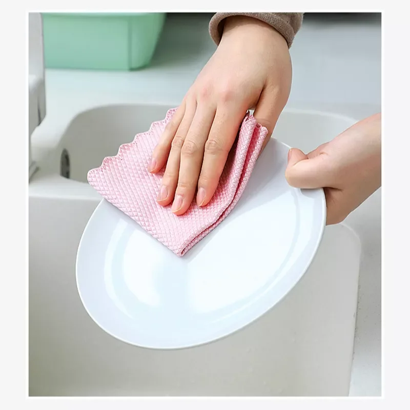 

No Trace Glass Cleaning Towel Absorbent Dish Cloth for Tableware Kitchen Rag Towel for Kitchen Household Cleaning Toolkitchen ac