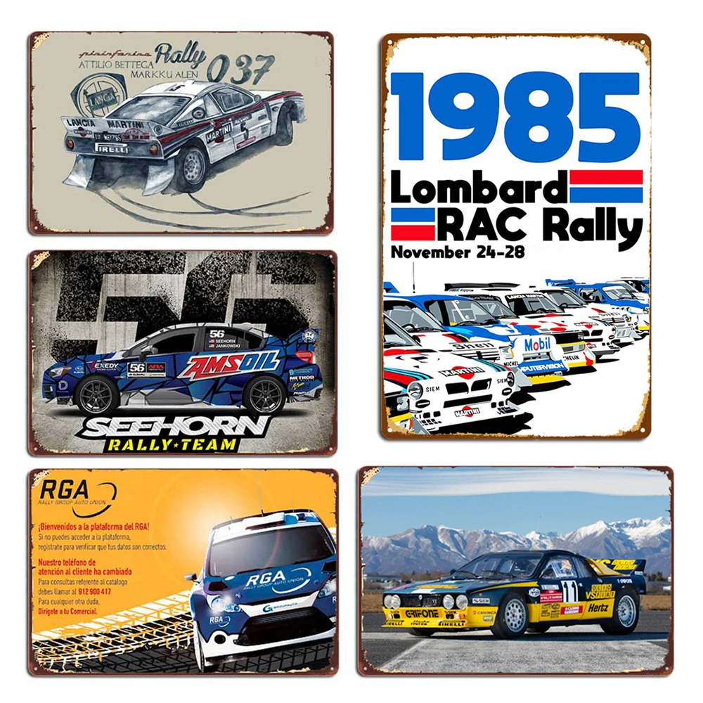 

Rally Group B-Peugeot 205 Turbo 16 Metal Tin Signs Pub Mural Tinplate Painting Retro Plaques 1985 Lombard Rac Rally Metal Poster