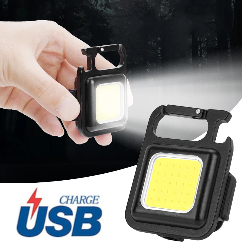 Multifunctional Mini COB Led Keychain Light USB Rechargeable Emergency Lamp Portable Magnetic Work Light Outdoor Camping Lights