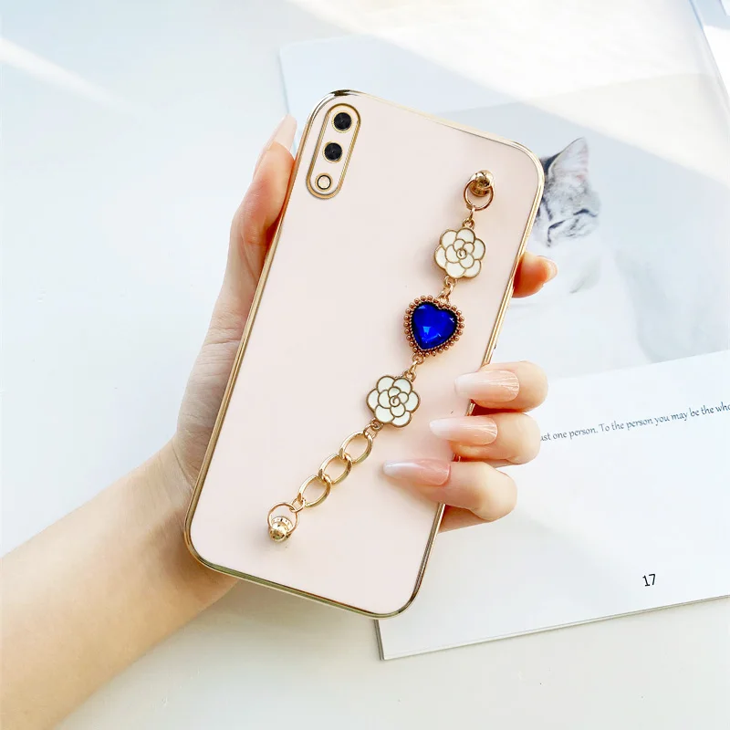 

Dark Blue Love Chain Case for Samsung Galaxy A01 A02 A02S A03 A03S A03 Core A04 A04S A10 A10S A11 A13 4G 5G Flower Love Bracelet
