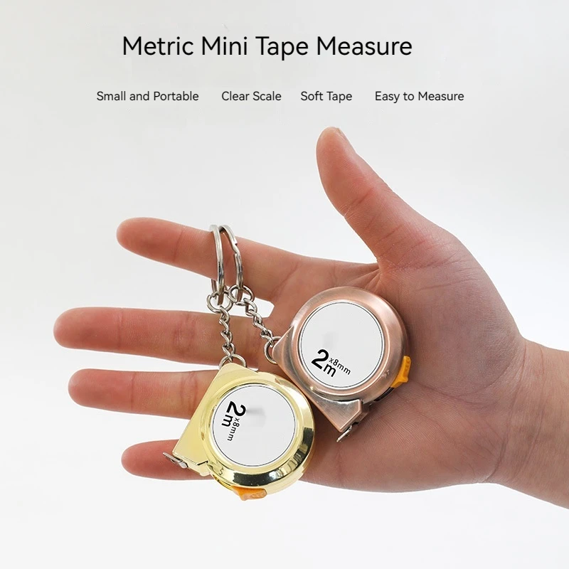 Миниатюрный Брелок EDC Рулетка 2 М Стальная Многофункциональная Компактная