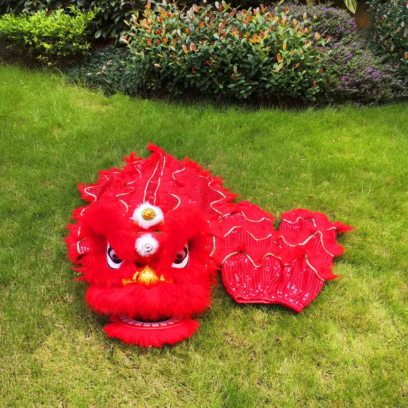 

Kids Red Lion Dance Suit Lightweight Plastic Frame Lion Dance Head and Pants Children Lion Dance Performance Mascot Costume