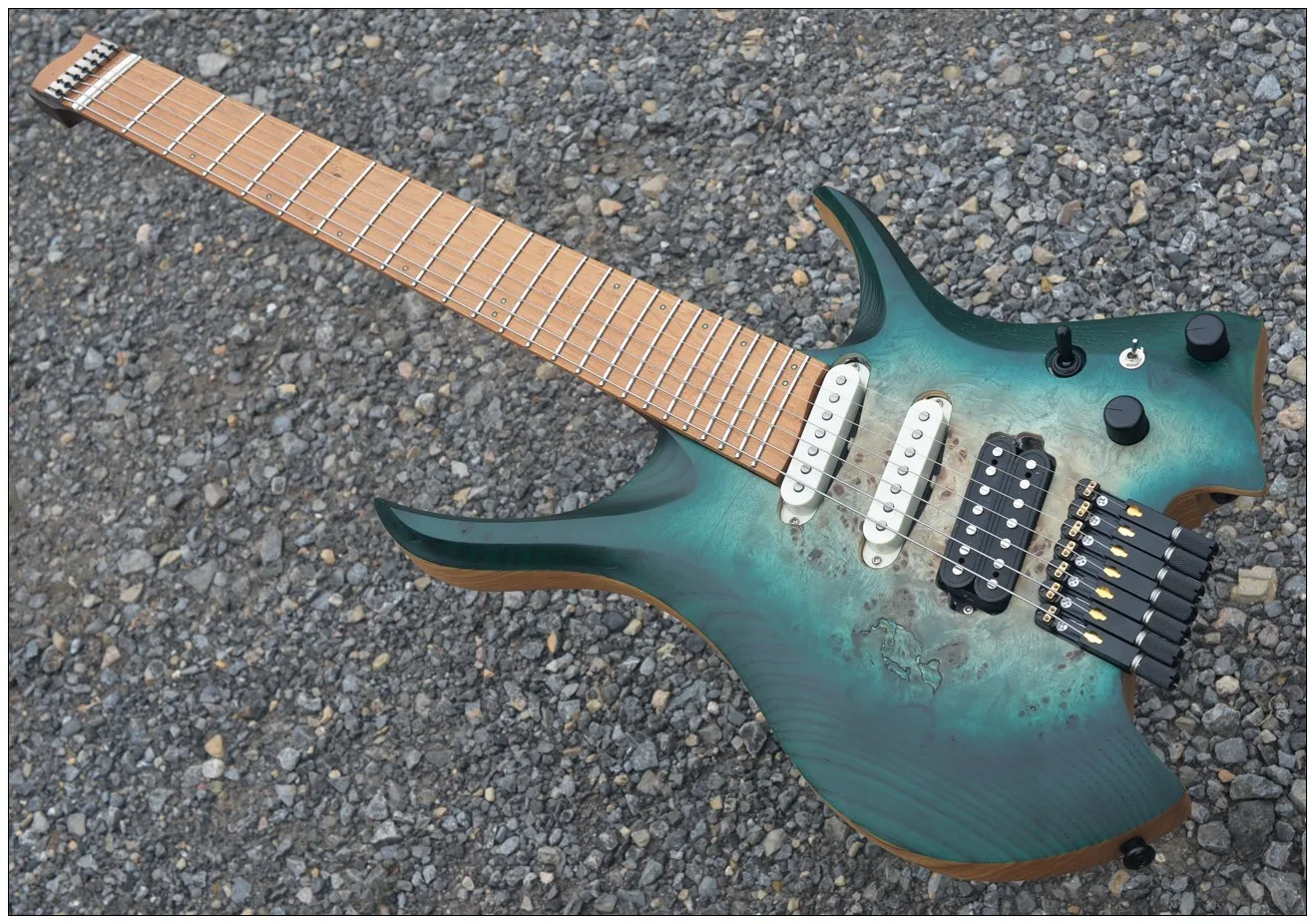 NK 2024 Fanned Frets 7 String Headless Electric Guitar Green | AliExpress